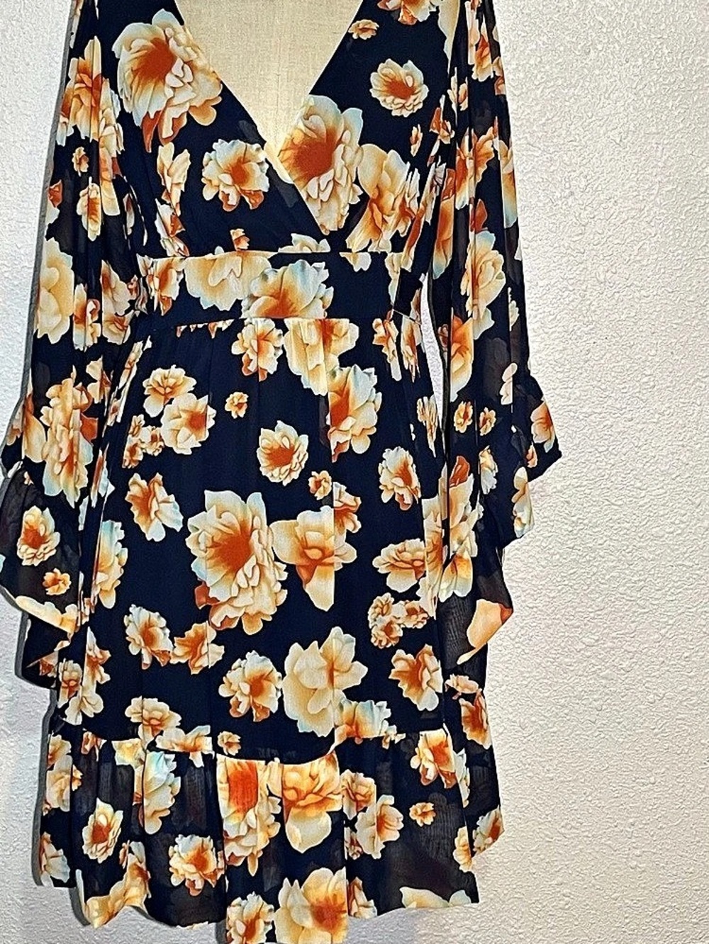 Betsy Johnson Floral Dress in Blue & Orange size 10